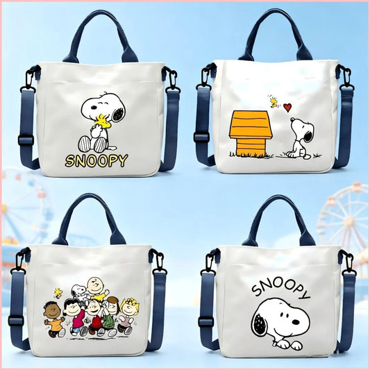 1PC Cute Snoopy Print Tote Bag, Detachable Strap Crossbody Bag, Large Capacity Waterproof Shoulder Bag, Suitable For School, Daily Commute, Shopping, Cafe Outings, Picnic, Ideal Birthday, Back To Scho