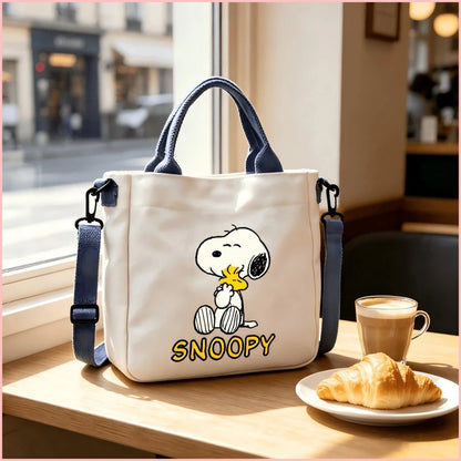 1PC Cute Snoopy Print Tote Bag, Detachable Strap Crossbody Bag, Large Capacity Waterproof Shoulder Bag, Suitable For School, Daily Commute, Shopping, Cafe Outings, Picnic, Ideal Birthday, Back To Scho