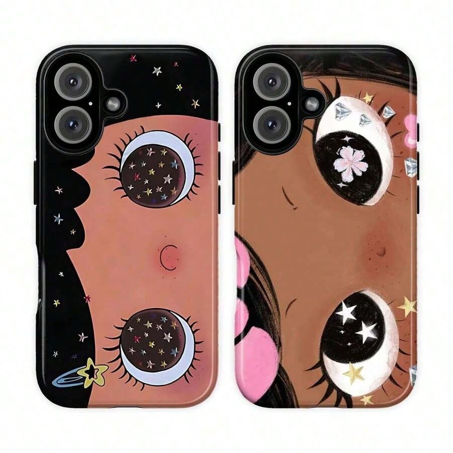 1pc Cute Spotted Cat Card Holder Phone Case With White Ink Splatter Background + Lanyard, Compatible With Apple 17Promax/X/XR/XS/11/12/13/14plus/15/16pro