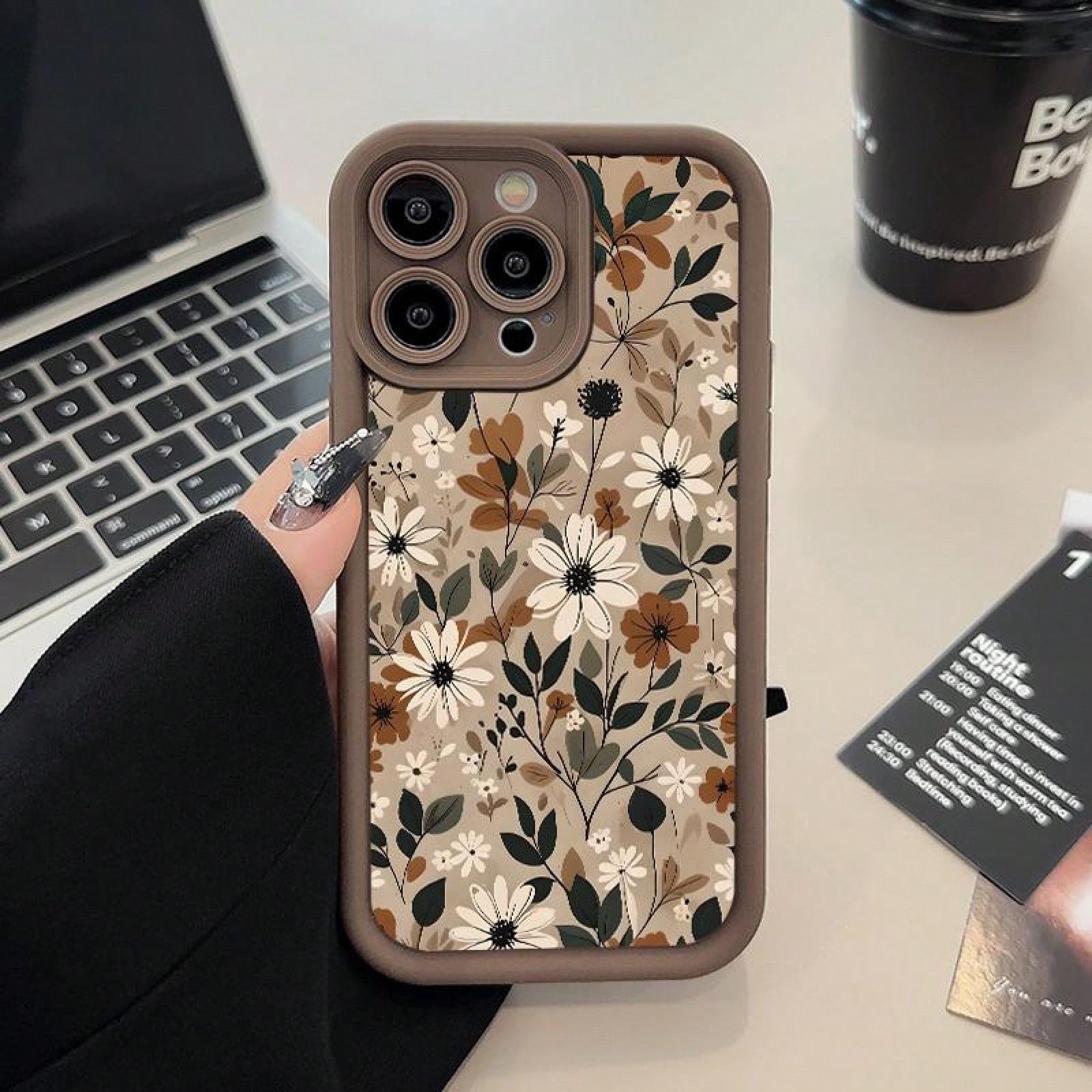 1pc Cute Spotted Cat Card Holder Phone Case With White Ink Splatter Background + Lanyard, Compatible With Apple 17Promax/X/XR/XS/11/12/13/14plus/15/16pro