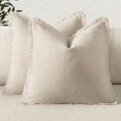 1pc Decorative Bohemian Countryside Farmhouse Cushion Cover, Soft & Comfy Sofa Pillow Case With Fringed Chenille Decoration
