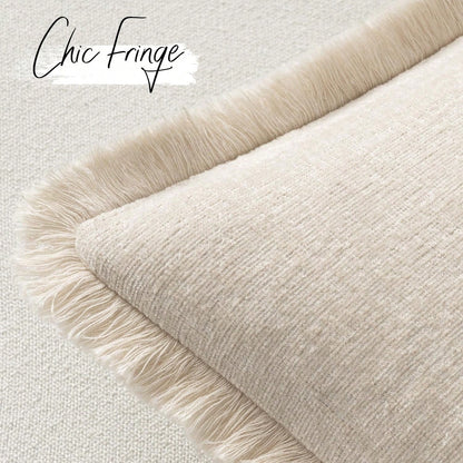 1pc Decorative Bohemian Countryside Farmhouse Cushion Cover, Soft & Comfy Sofa Pillow Case With Fringed Chenille Decoration