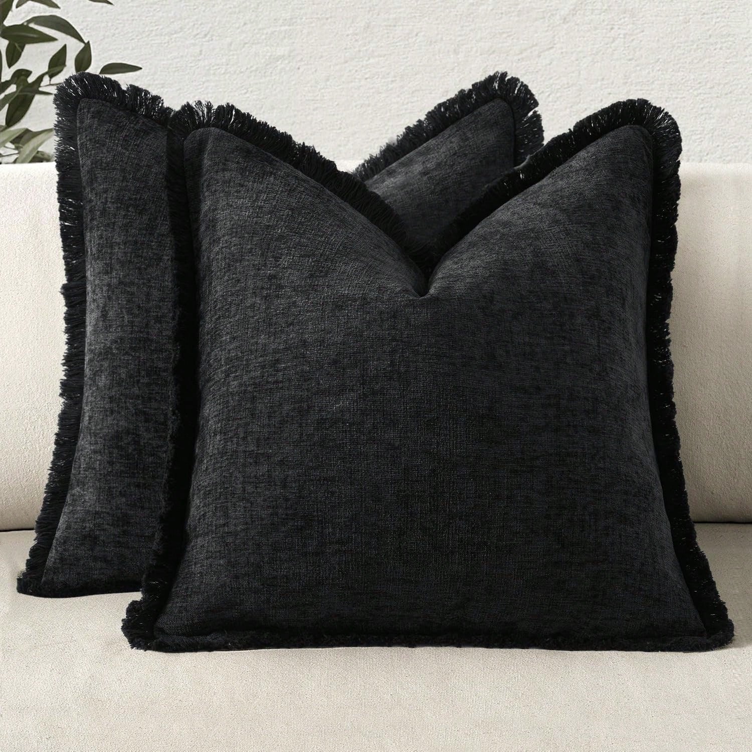 1pc Decorative Bohemian Countryside Farmhouse Cushion Cover, Soft & Comfy Sofa Pillow Case With Fringed Chenille Decoration
