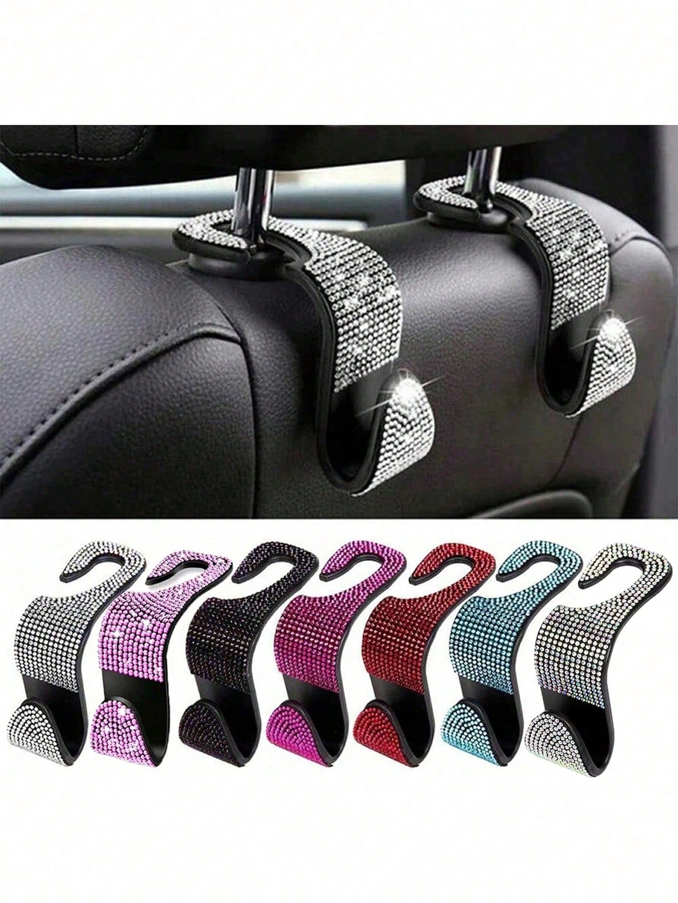1pc Diamond Encrusted Car Hanger Hook For Back Seat, Hidden Creative Accessories