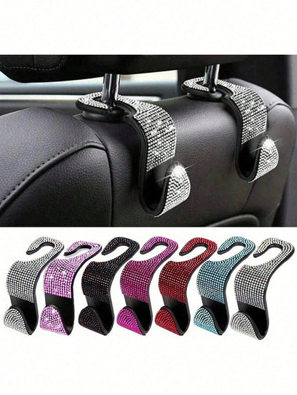 1pc Diamond Encrusted Car Hanger Hook For Back Seat, Hidden Creative Accessories