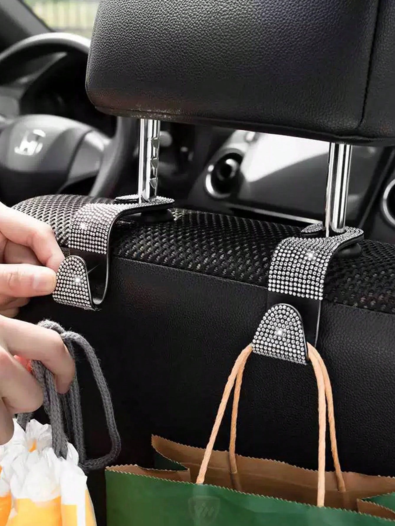 1pc Diamond Encrusted Car Hanger Hook For Back Seat, Hidden Creative Accessories
