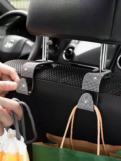 1pc Diamond Encrusted Car Hanger Hook For Back Seat, Hidden Creative Accessories