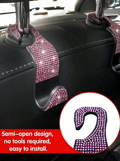1pc Diamond Encrusted Car Hanger Hook For Back Seat, Hidden Creative Accessories