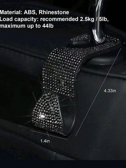 1pc Diamond Encrusted Car Hanger Hook For Back Seat, Hidden Creative Accessories