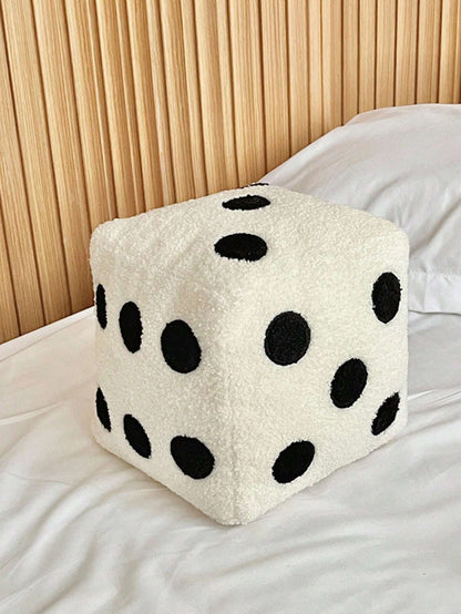 1pc Dice-Shaped Decorative Pillow, Comfortable & Fun Simulated Dice Design, Suitable For Dorm Bedding, Dorm Decor, Sofa Cushion, Machine Washable, 4 Season Use, Polyester Filled Pillow With Zipper Clo