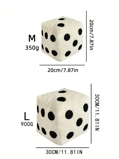1pc Dice-Shaped Decorative Pillow, Comfortable & Fun Simulated Dice Design, Suitable For Dorm Bedding, Dorm Decor, Sofa Cushion, Machine Washable, 4 Season Use, Polyester Filled Pillow With Zipper Clo