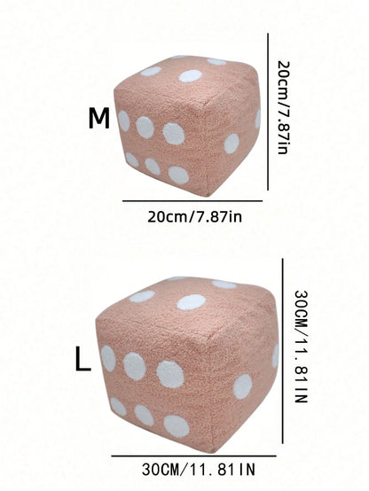 1pc Dice-Shaped Decorative Pillow, Comfortable & Fun Simulated Dice Design, Suitable For Dorm Bedding, Dorm Decor, Sofa Cushion, Machine Washable, 4 Season Use, Polyester Filled Pillow With Zipper Clo