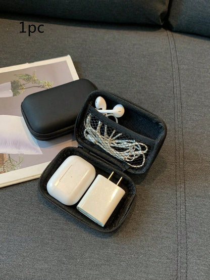 1Pc Digital Accessories Eva Storage Box For Changer Cable Durable Storage Box, Digital Accessories Storage Bag, Portable Double-Layer Power Hard Drive Protective Case, Dust-Proof Data Cable U Disk Ear
