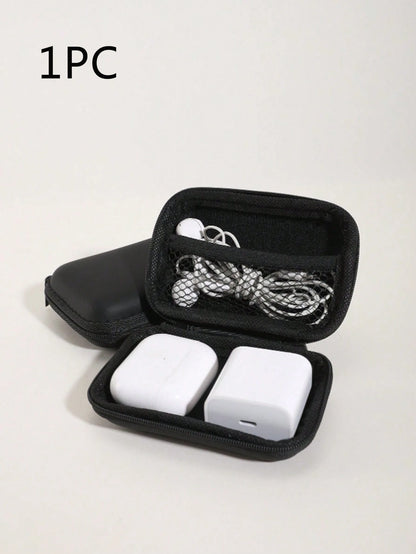 1Pc Digital Accessories Eva Storage Box For Changer Cable Durable Storage Box, Digital Accessories Storage Bag, Portable Double-Layer Power Hard Drive Protective Case, Dust-Proof Data Cable U Disk Ear