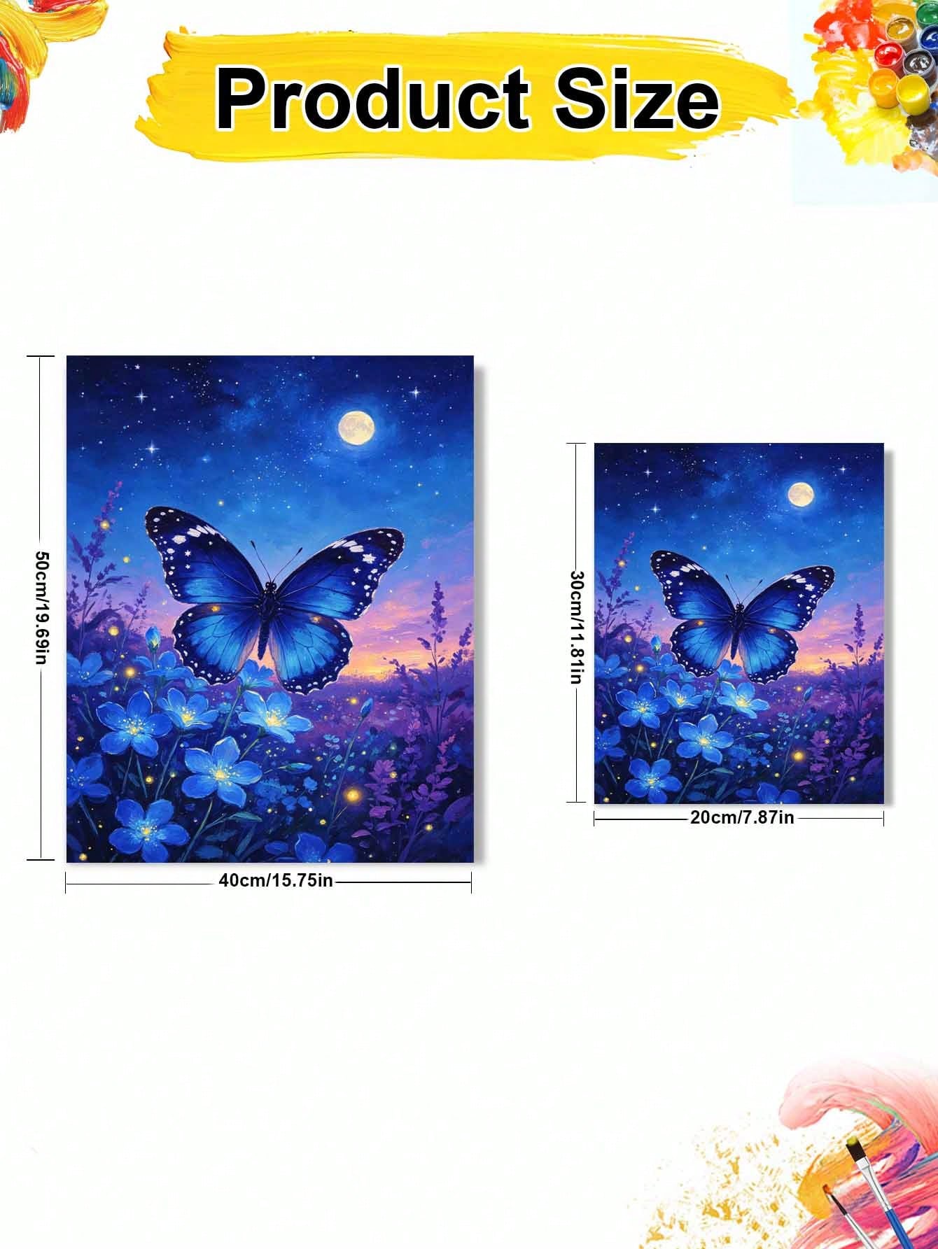 1Pc Digital Oil Painting By Numbers, Blue Morpho Butterfly, Handmade Canvas Art Suitable For Adult Beginners, DIY Frameless Digital Oil Painting, Home Wall Decoration Gifts.