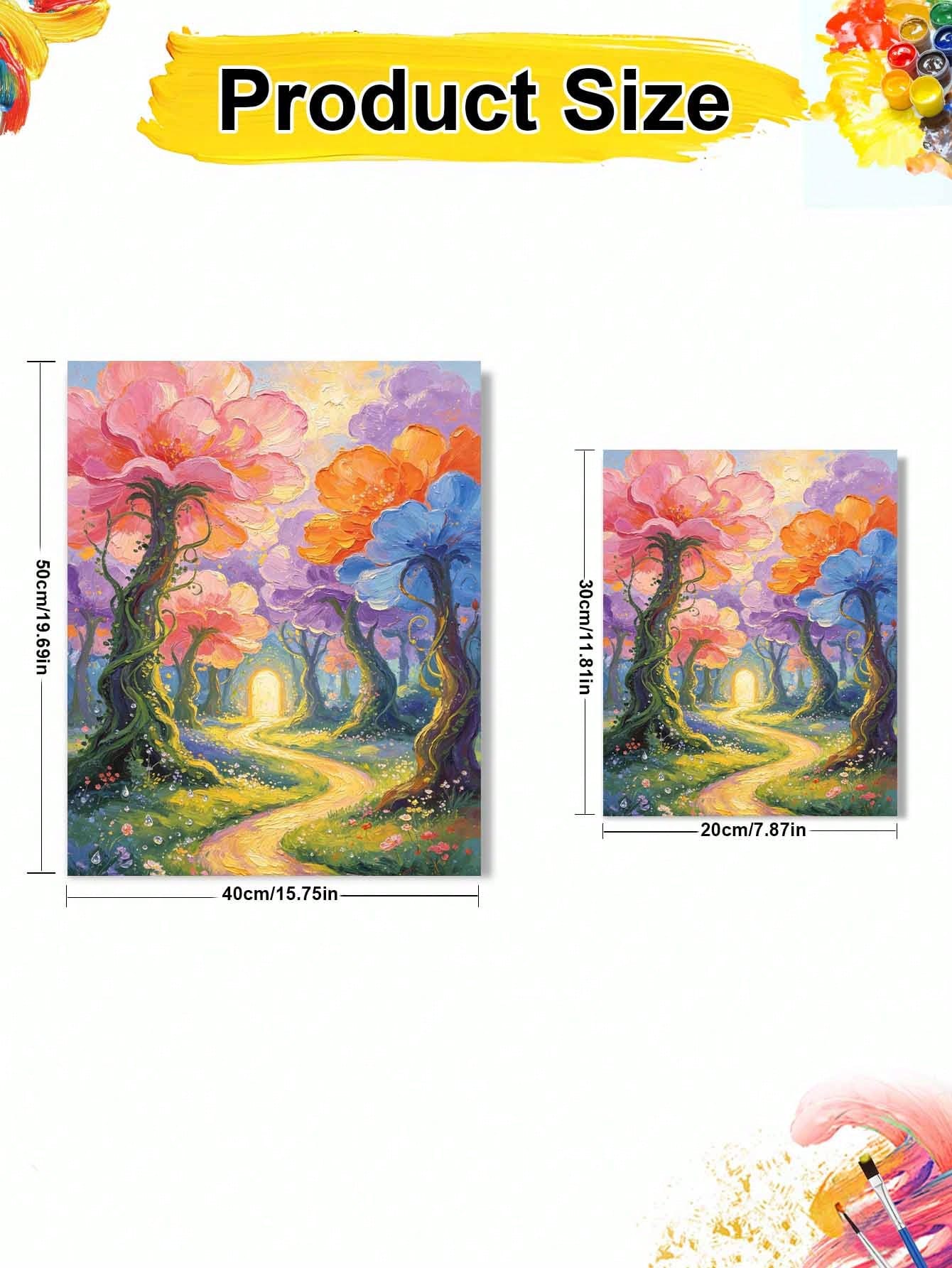 1Pc Digital Oil Painting By Numbers, Floral Forest, Handmade Canvas Art Suitable For Adult Beginners, DIY Frameless Digital Oil Painting, Home Wall Decoration Gifts.