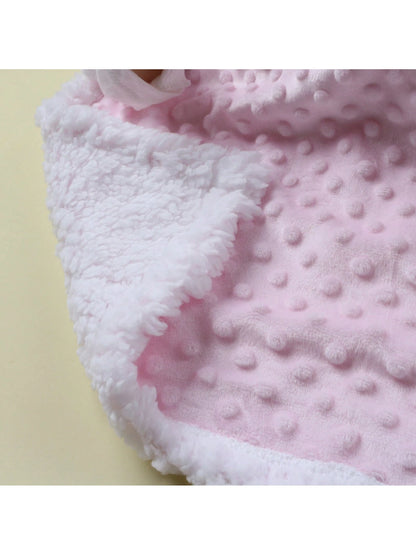 1pc Double-Layer Baby Dimple Fleece Touching Blanket, All Seasons Love Valentine