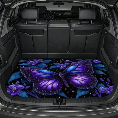 1PC Dreamy Butterfly Print Personalized Car Trunk Mat, Interior Protective Trunk Mat, Durable Polyester Floor Liner, And Practical, Suitable For Daily Travel, Lifting And Secure Cargo Storage, Car Tr