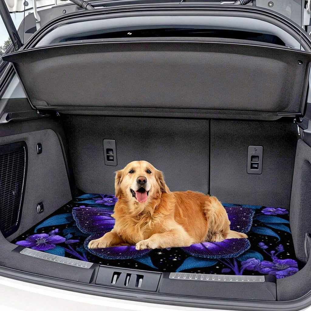 1PC Dreamy Butterfly Print Personalized Car Trunk Mat, Interior Protective Trunk Mat, Durable Polyester Floor Liner, And Practical, Suitable For Daily Travel, Lifting And Secure Cargo Storage, Car Tr