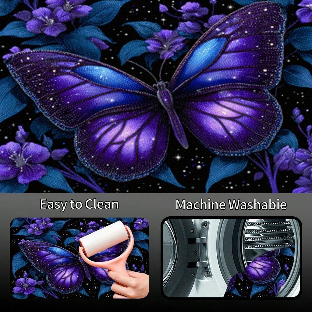 1PC Dreamy Butterfly Print Personalized Car Trunk Mat, Interior Protective Trunk Mat, Durable Polyester Floor Liner, And Practical, Suitable For Daily Travel, Lifting And Secure Cargo Storage, Car Tr