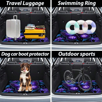 1PC Dreamy Butterfly Print Personalized Car Trunk Mat, Interior Protective Trunk Mat, Durable Polyester Floor Liner, And Practical, Suitable For Daily Travel, Lifting And Secure Cargo Storage, Car Tr