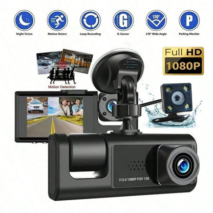 1pc Dual Channel 1080P Full HD Dash Cam, Front And Rear Dual Recording, DVR Car Camera With Loop Recording, 2-Inch Display, Battery Capacity 150mAh, No SD Card Included