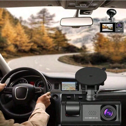 1pc Dual Channel 1080P Full HD Dash Cam, Front And Rear Dual Recording, DVR Car Camera With Loop Recording, 2-Inch Display, Battery Capacity 150mAh, No SD Card Included
