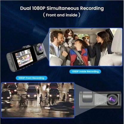 1pc Dual Channel 1080P Full HD Dash Cam, Front And Rear Dual Recording, DVR Car Camera With Loop Recording, 2-Inch Display, Battery Capacity 150mAh, No SD Card Included