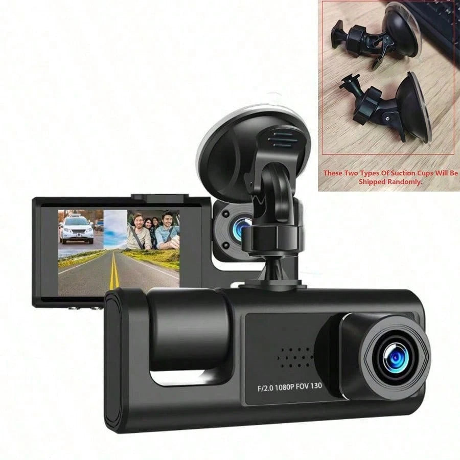 1pc Dual Channel 1080P Full HD Dash Cam, Front And Rear Dual Recording, DVR Car Camera With Loop Recording, 2-Inch Display, Battery Capacity 150mAh, No SD Card Included