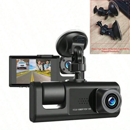 1pc Dual Channel 1080P Full HD Dash Cam, Front And Rear Dual Recording, DVR Car Camera With Loop Recording, 2-Inch Display, Battery Capacity 150mAh, No SD Card Included