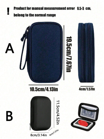 1pc Dual Layer Digital Accessories Organizer Bag, Multifunctional Storage Pouch, Waterproof Portable Electronics Organizer, Suitable For Short Trip Toiletry Bag, Travel Essential Storage Bag, Unisex E