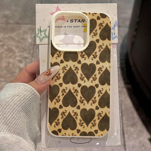 1pc Elegant Retro Floral & Heart Pattern TPU Phone Case, Compatible With Iphone/ Phones
