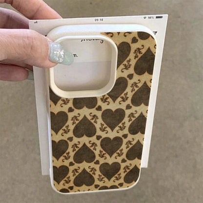 1pc Elegant Retro Floral & Heart Pattern TPU Phone Case, Compatible With Iphone/ Phones