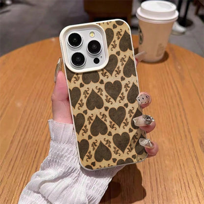 1pc Elegant Retro Floral & Heart Pattern TPU Phone Case, Compatible With Iphone/ Phones