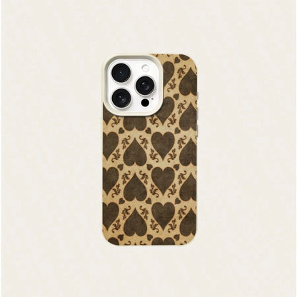 1pc Elegant Retro Floral & Heart Pattern TPU Phone Case, Compatible With Iphone/ Phones