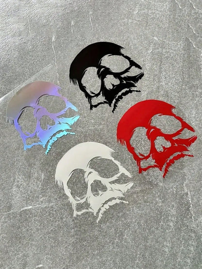1Pc Evil Skull Face Sticker- Universal Waterproof Car Laptop Fuel Cap Truck Rear Window Decal, Motorcycle Totem Skull Art, Creative Custom Vehicle Decoration