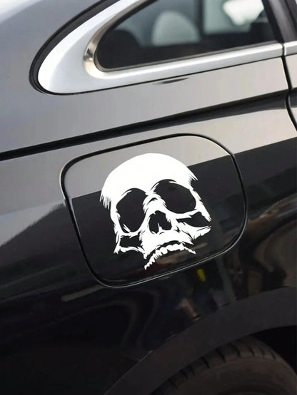 1Pc Evil Skull Face Sticker- Universal Waterproof Car Laptop Fuel Cap Truck Rear Window Decal, Motorcycle Totem Skull Art, Creative Custom Vehicle Decoration