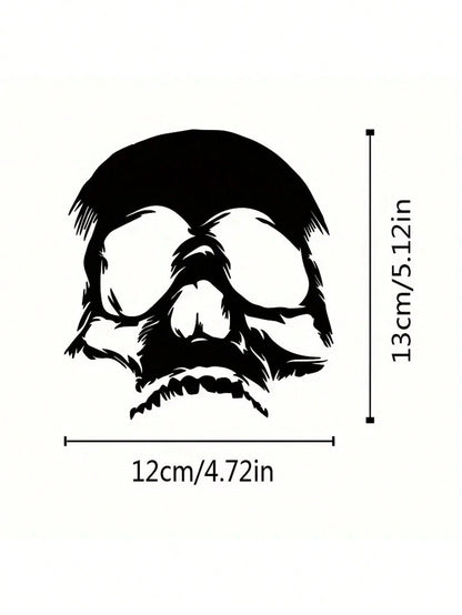 1Pc Evil Skull Face Sticker- Universal Waterproof Car Laptop Fuel Cap Truck Rear Window Decal, Motorcycle Totem Skull Art, Creative Custom Vehicle Decoration
