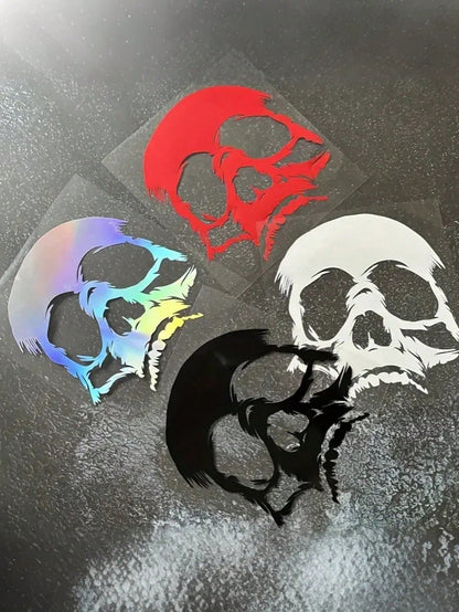 1Pc Evil Skull Face Sticker- Universal Waterproof Car Laptop Fuel Cap Truck Rear Window Decal, Motorcycle Totem Skull Art, Creative Custom Vehicle Decoration