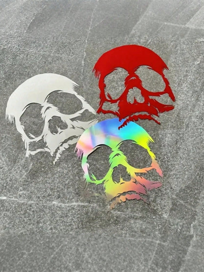 1Pc Evil Skull Face Sticker- Universal Waterproof Car Laptop Fuel Cap Truck Rear Window Decal, Motorcycle Totem Skull Art, Creative Custom Vehicle Decoration
