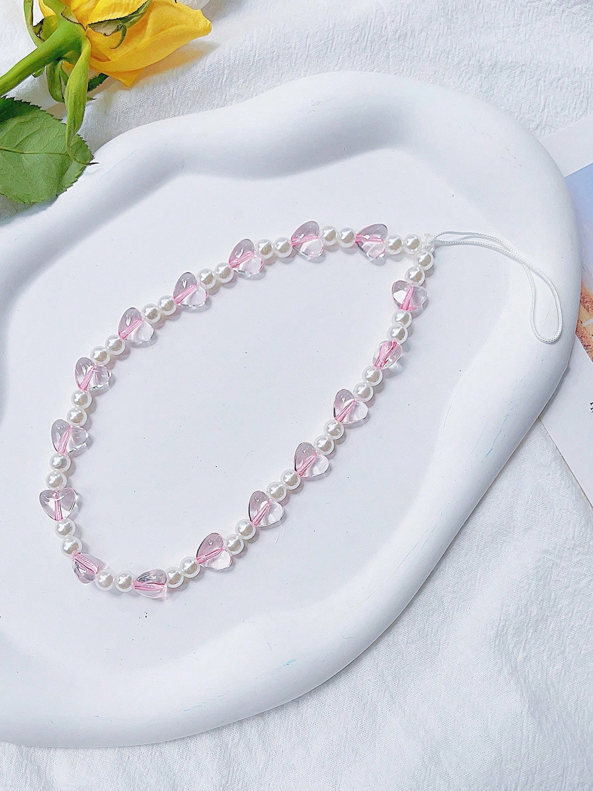 1pc Exquisite Crystal Pink Crystal Love Pearl Lanyard Mobile Phone Charm Compatible Bag Decoration Keychain Camera Ccd Pendant Designed For Women Gifts For Mother, Family, Friends, Birthday, Holiday P