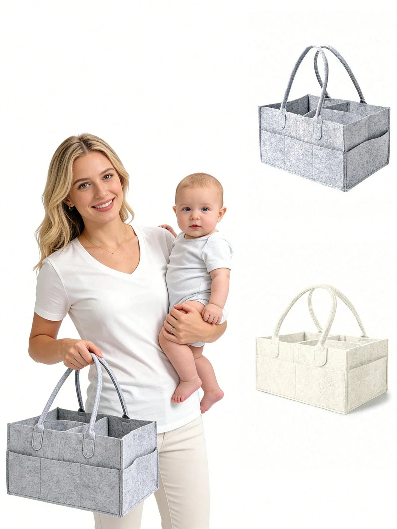 1pc Extra Large Grey Diaper Bag, Newborn Essentials, Diaper Storage Basket, Baby Supplies, Christening Accessories, Unisex Baby Room Decor