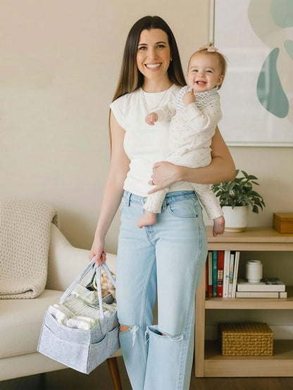1pc Extra Large Grey Diaper Bag, Newborn Essentials, Diaper Storage Basket, Baby Supplies, Christening Accessories, Unisex Baby Room Decor