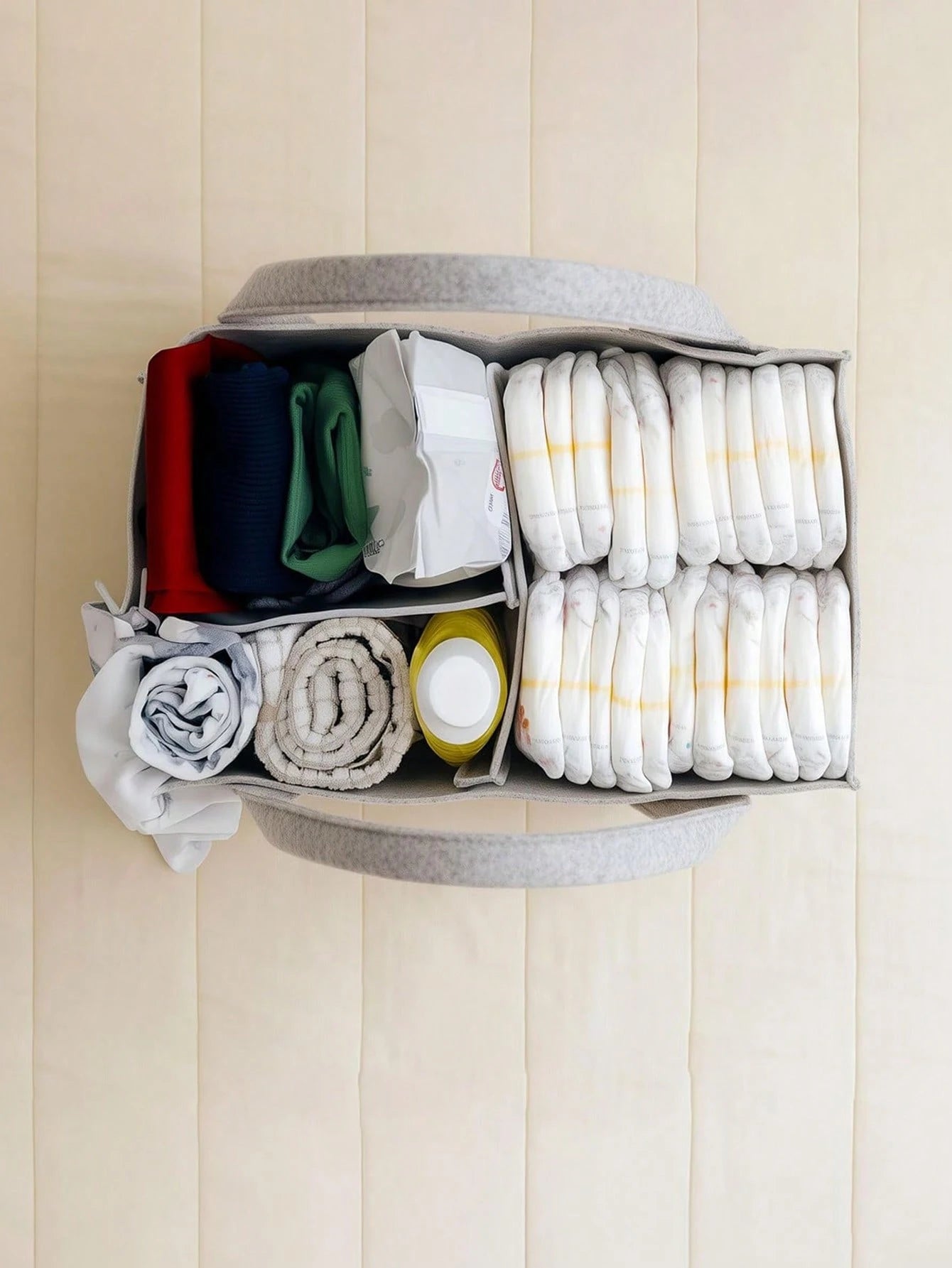 1pc Extra Large Grey Diaper Bag, Newborn Essentials, Diaper Storage Basket, Baby Supplies, Christening Accessories, Unisex Baby Room Decor