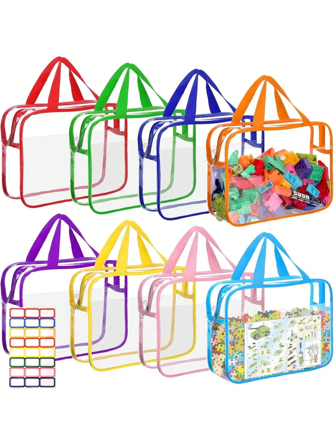 1pc Extra Large/Large Reusable Transparent PVC Diaper Storage Bag, Waterproof Zipper Bag For Diapers, Toys, Building Blocks, Puzzles, Children's Books, Cloth Diapers And Other Items (9 Colors, No Stic