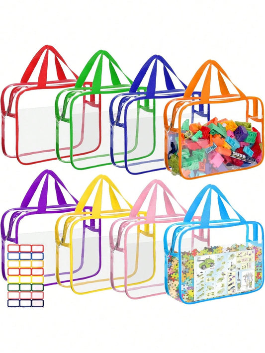 1pc Extra Large/Large Reusable Transparent PVC Diaper Storage Bag, Waterproof Zipper Bag For Diapers, Toys, Building Blocks, Puzzles, Children's Books, Cloth Diapers And Other Items (9 Colors, No Stic