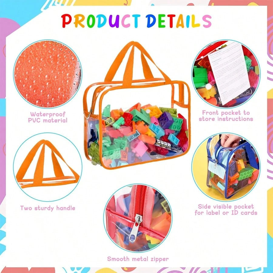 1pc Extra Large/Large Reusable Transparent PVC Diaper Storage Bag, Waterproof Zipper Bag For Diapers, Toys, Building Blocks, Puzzles, Children's Books, Cloth Diapers And Other Items (9 Colors, No Stic