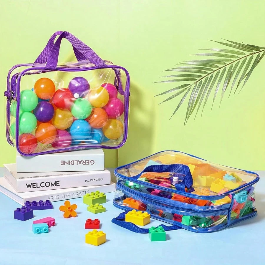 1pc Extra Large/Large Reusable Transparent PVC Diaper Storage Bag, Waterproof Zipper Bag For Diapers, Toys, Building Blocks, Puzzles, Children's Books, Cloth Diapers And Other Items (9 Colors, No Stic