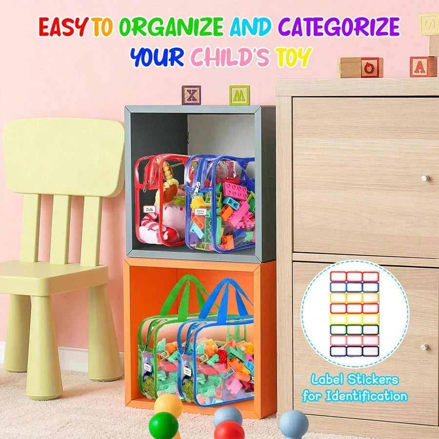 1pc Extra Large/Large Reusable Transparent PVC Diaper Storage Bag, Waterproof Zipper Bag For Diapers, Toys, Building Blocks, Puzzles, Children's Books, Cloth Diapers And Other Items (9 Colors, No Stic