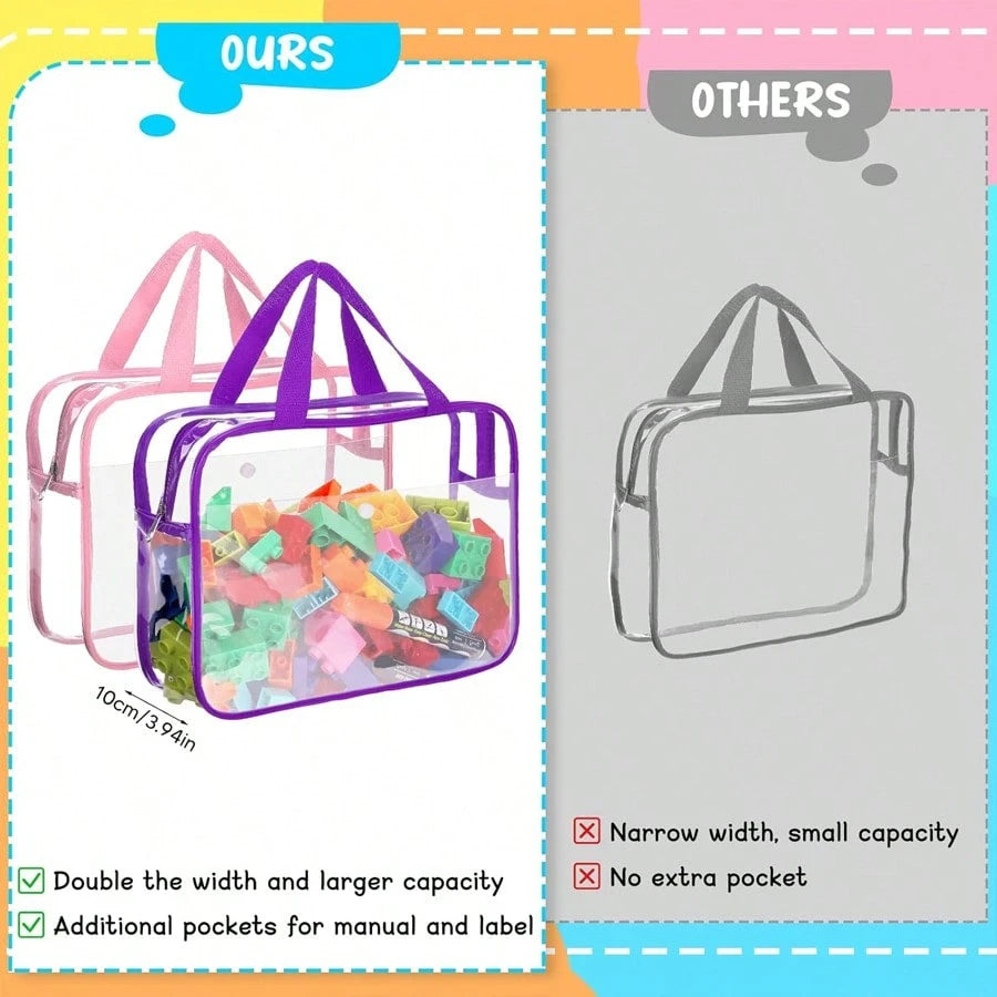 1pc Extra Large/Large Reusable Transparent PVC Diaper Storage Bag, Waterproof Zipper Bag For Diapers, Toys, Building Blocks, Puzzles, Children's Books, Cloth Diapers And Other Items (9 Colors, No Stic